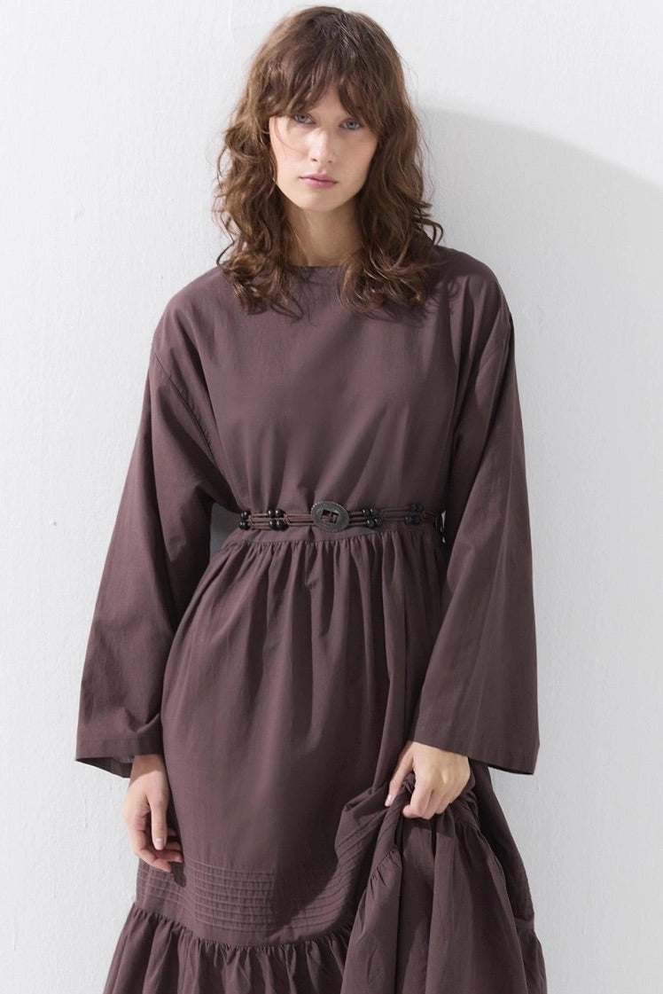 Cotton Dress - Taupe-Bruin