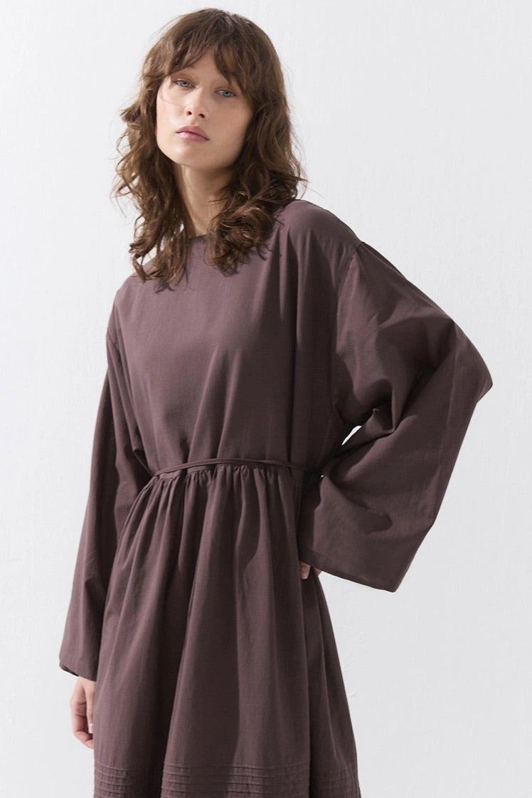 Cotton Dress - Taupe-Bruin